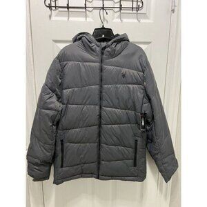 Spyder Mens Size LargePolar Gray  Puffy Winter jacket With‎ Hood